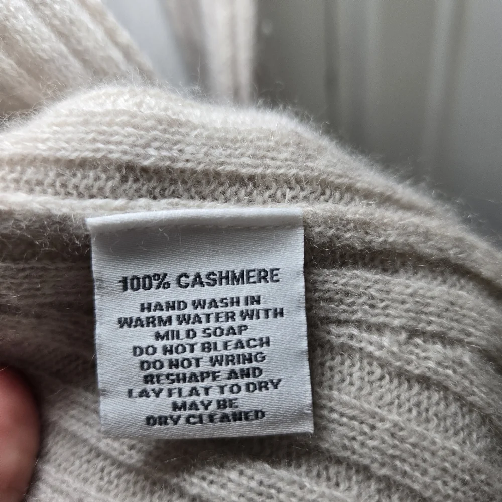 Alashan Womens Cashmere Open Front Cardigan Size L Cream Quiet Luxury Minimalist - Picture 13 of 14